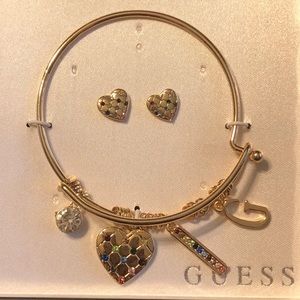 NIB•Guess adjustable Charm Bangle/earring box set